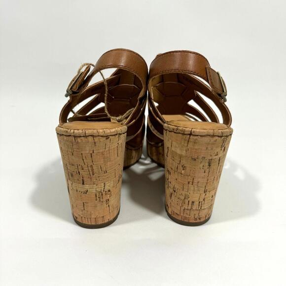 Born Women’s Size 11 Tan Brown Leather Bernese Cage Wedge Heel Sandal New - Picture 2 of 9